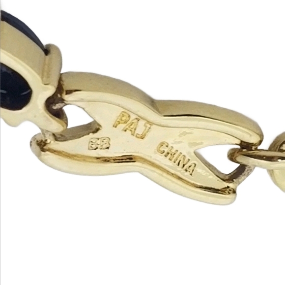 PAJ 18k GOLDPLATED  SAPPHIRE & DIAMOND XOXO TENNIS BRACELET - Picture 7 of 7